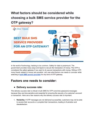 Factors to be Considered While Selecting a Bulk SMS Service Provider for an OTP Gateway_
