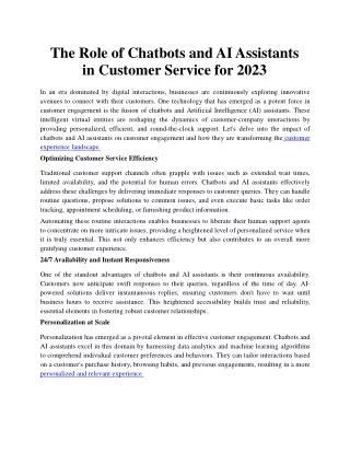 The-Role-of-Chatbots-and-AI-Assistants-in-Customer-Service-for-2023