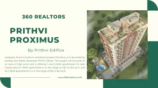 Prithvi Proximus in Magarpatta Road Pune - Price, Floor Plan & Reviews.