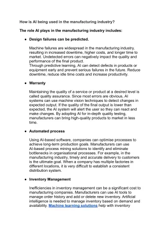 How is AI being used in the manufacturing industry