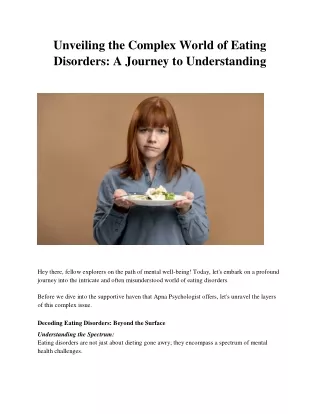 Unveiling the Complex World of Eating Disorders: A Journey to Understanding