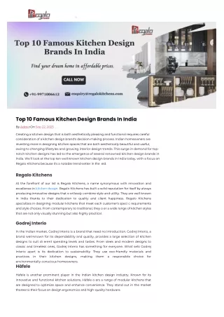 Top 10 Famous Kitchen Design Brands In India