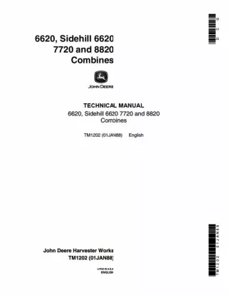 John Deere 8820 Combine Service Repair Manual