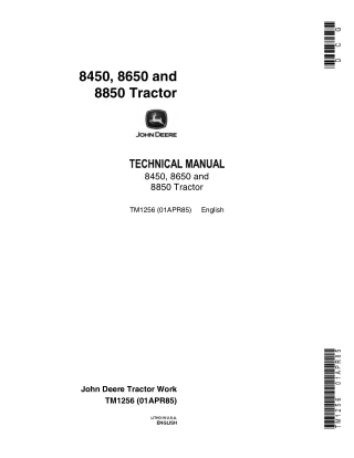 John Deere 8850 Tractor Service Repair Manual (tm1256)