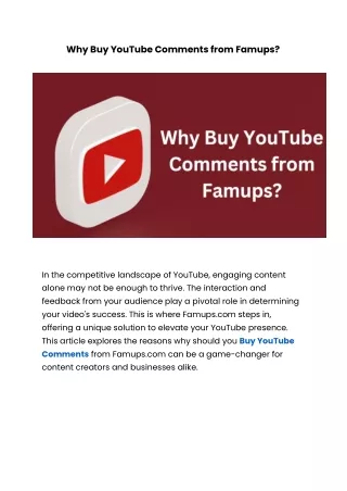 Why Buy YouTube Comments from Famups