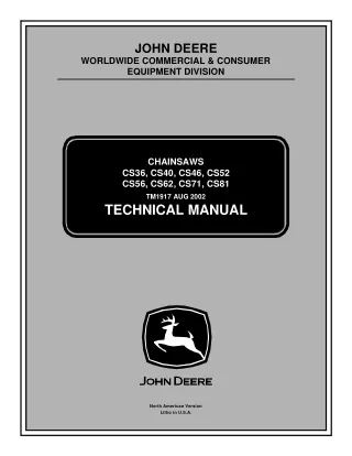 John Deere Chainsaws CS36 Service Repair Manual