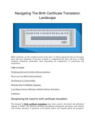 Navigating the birth certificate translation landscape