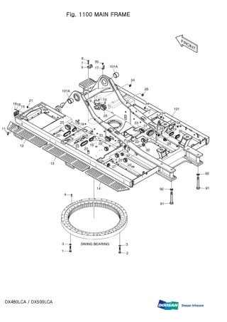 DAEWOO DOOSAN DX480LCA CRAWLER EXCAVATOR Parts Catalogue Manual