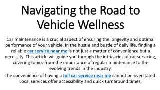 Navigating the Road to Vehicle Wellness