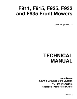 John Deere F925 Front Mower Service Repair Manual