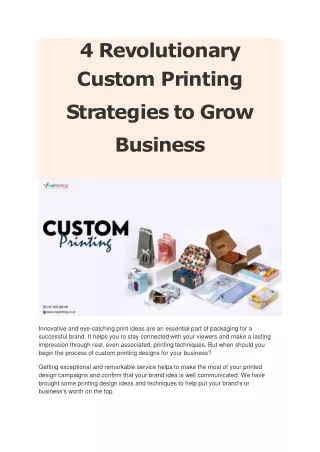 4 Revolutionary Custom Printing Strategies to Grow Business