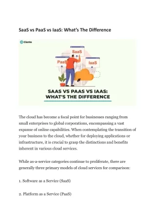 SaaS vs PaaS vs IaaS