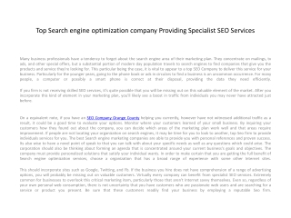 Top Search engine optimization company Providing Specialist
