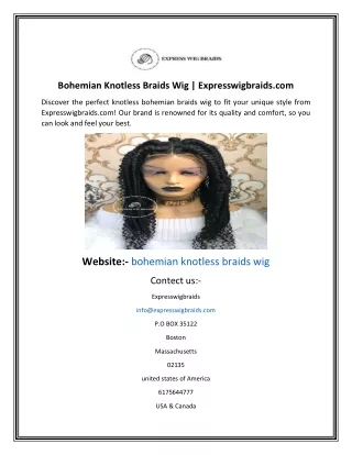 Bohemian Knotless Braids Wig  Expresswigbraids