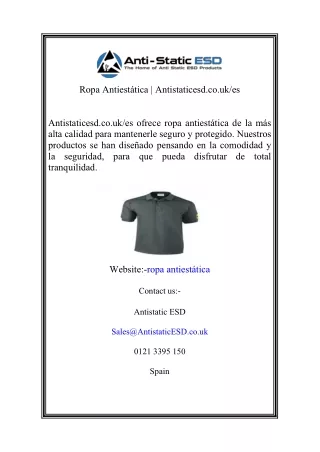 Ropa Antiestática  Antistaticesd.co.ukes