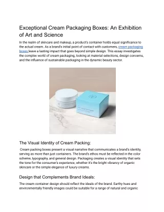 Exceptional Cream Packaging Boxes_ An Exhibition of Art and Science