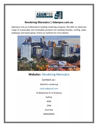 Rendering Maroubra  Adampro.com