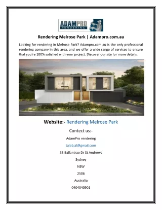 Rendering Melrose Park  Adampro.com