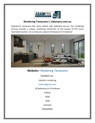 Rendering Tamarama  Adampro.com