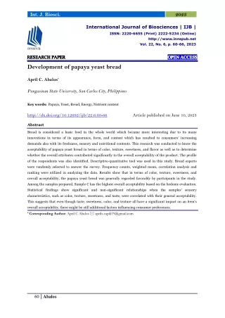 Development of papaya yeast bread