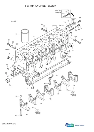 DAEWOO DOOSAN SOLAR 290LC-V (DI EXP) CRAWLER EXCAVATOR Parts Catalogue Manual