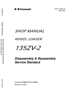 Kawasaki 135ZV-2 WHEEL LOADER Service Repair Manual (Serial No. 13C1-9501 and up)