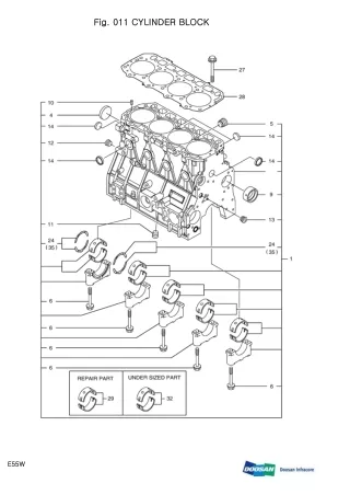 DOOSAN E55W COMPACT EXCAVATOR Parts Catalogue Manual