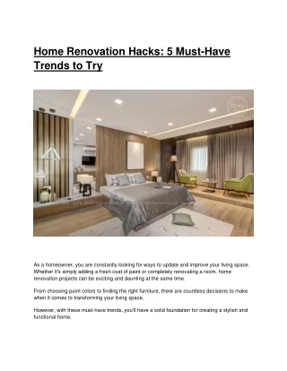 Home Renovation Hacks - 5 Must Have Trends to Try