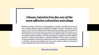 Choose AstroForYou for one of the most effective relocation astrology