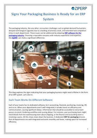 Signs Your Packaging Business Is Ready for an ERP System