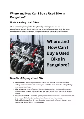 Where and How Can I Buy a Used Bike in Bangalore