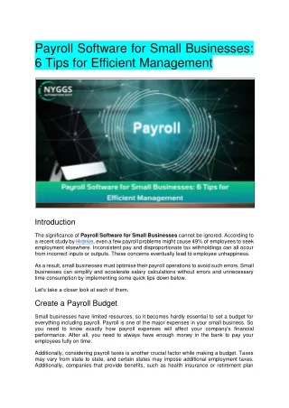 6 Instructions for Proficient Management - Payroll Software for Small Businesses
