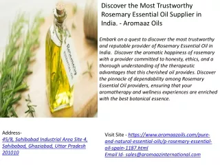 Discover the Most Trustworthy Rosemary Essential Oil Supplier in India - Aromaaz Oils