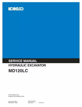 KOBELCO MD120LC HYDRAULIC EXCAVATOR Service Repair Manual