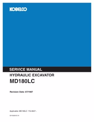 KOBELCO MD180LC HYDRAULIC EXCAVATOR Service Repair Manual