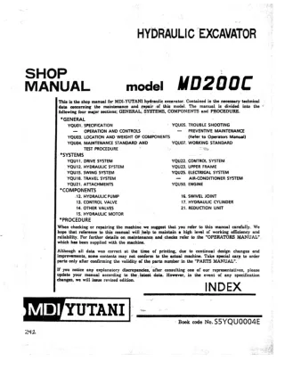 KOBELCO MD200C HYDRAULIC EXCAVATOR Service Repair Manual