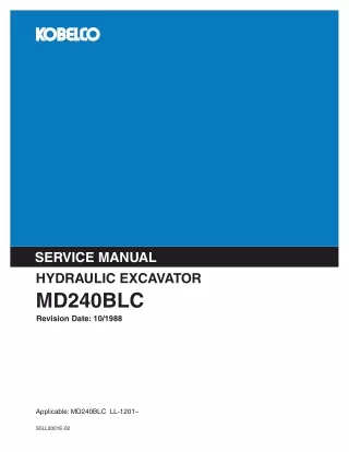 KOBELCO MD240BLC HYDRAULIC EXCAVATOR Service Repair Manual