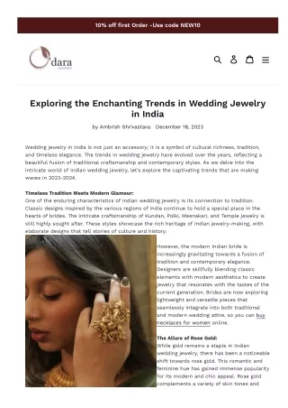 Exploring the Enchanting Trends in Wedding Jewelry in India