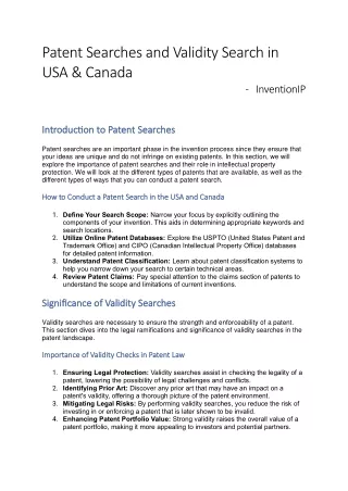 Patent Searches and Invalidity Search in USA & Canada | InventionIP