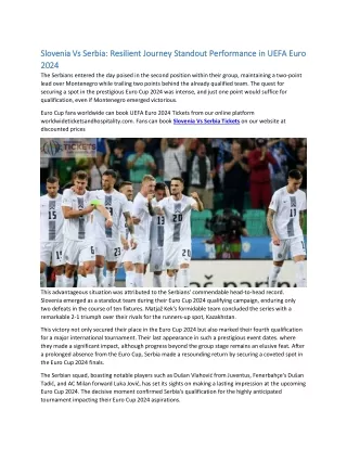 Slovenia Vs Serbia Resilient Journey Standout Performance in UEFA Euro 2024