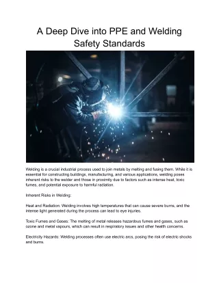 A Deep Dive into PPE and Welding Safety Standards