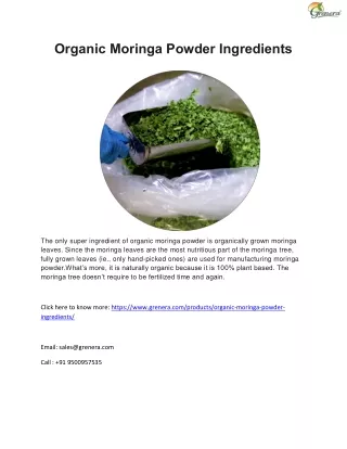 Organic Moringa Powder Ingredients