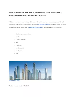 TYPES OF RESIDENTIAL REAL ESTATE BUY PROPERTY IN DUBAI_ WHAT KIND OF HOUSES AND APARTMENTS ARE AVAILABLE IN DUBAI