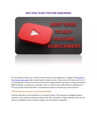 BEST SITES TO BUY YOUTUBE SUBSCRIBERS