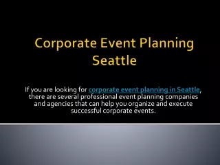 Corporate Event Planning Seattle