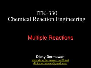 ITK-330 Chemical Reaction Engineering