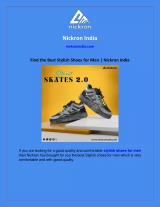 Find The Best Stylish Shoes For Men | Nickron India