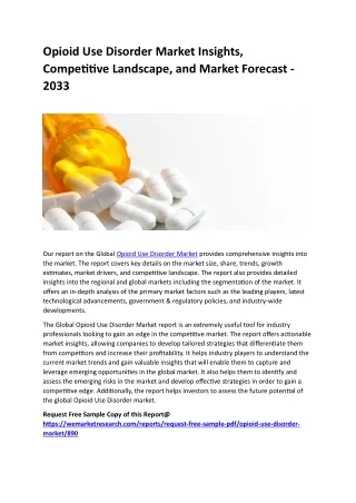 Opioid Use Disorder Market Insights