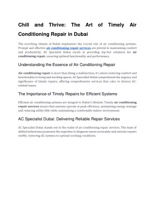 Air Conditioning Repair_ Enhancing Comfort, Ensuring Efficiency with AC Specialist Dubai