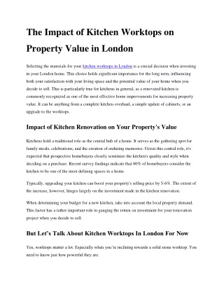 The Impact of Kitchen Worktops on Property Value in London